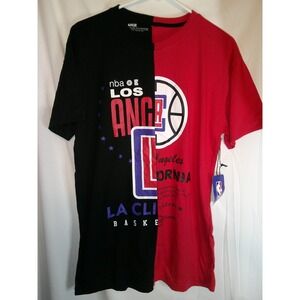 Rare NBA Los Angeles Clippers Split T-Shirt Graphic Short Sleeve Black Red Large